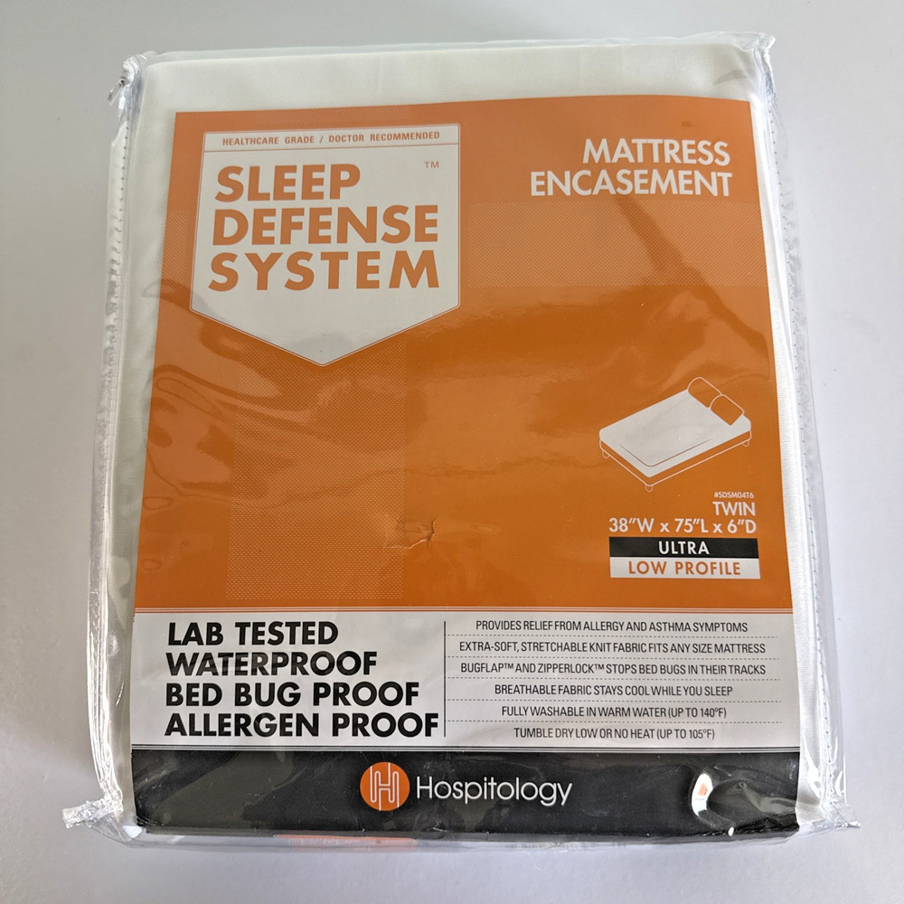 Hospiltology Mattress Encasement Water/Bed‎ Bug/Allergen Low Profile TWIN NEW
